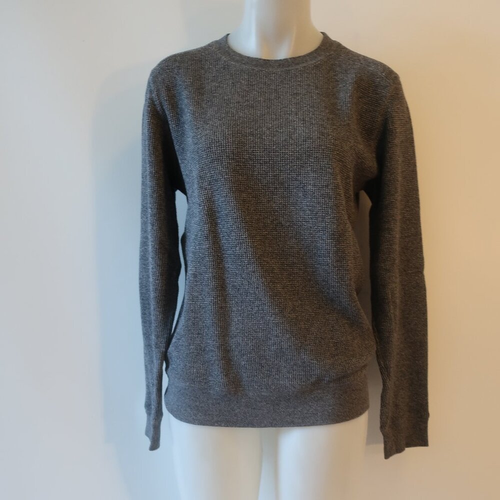 Mens Theory Gray Black Cotton Waffle Knit Sweater S *
